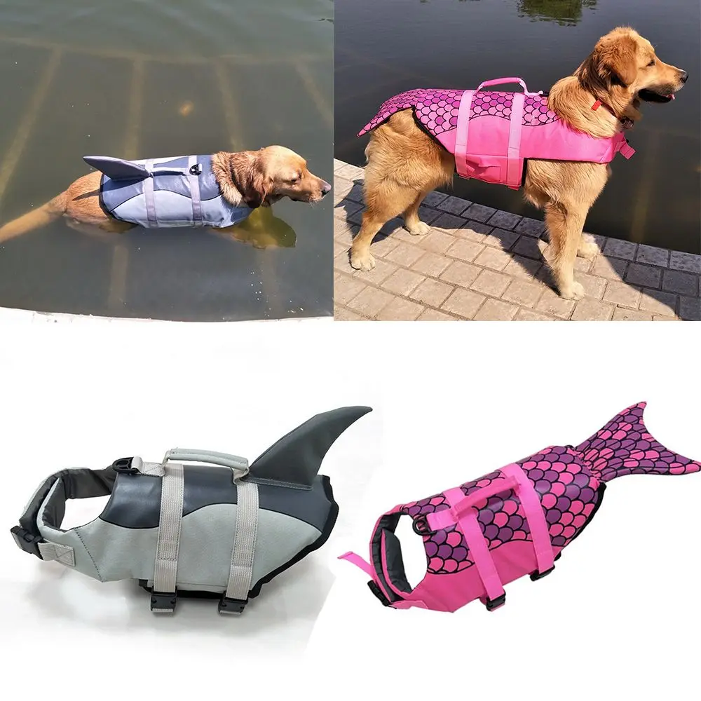 Fashion Harness Vest Swimming Preserver Dog Life Jacket Puppy Surf Saver Coat Mermaid Shark Pet Safety Clothes