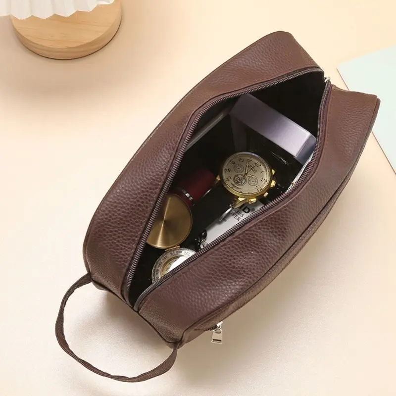 Túi Đựng Mỹ Phẩm Nam, Chất Liệu Da PU, Cầm Tay, Sắp Xếp Mỹ Phẩm, Túi Trang Điểm Có Khóa Kéo Du Lịch, Túi Đựng Đồ, Dung Tích Lớn, Túi Đựng Đồ Vệ Sinh Cá Nhân 3