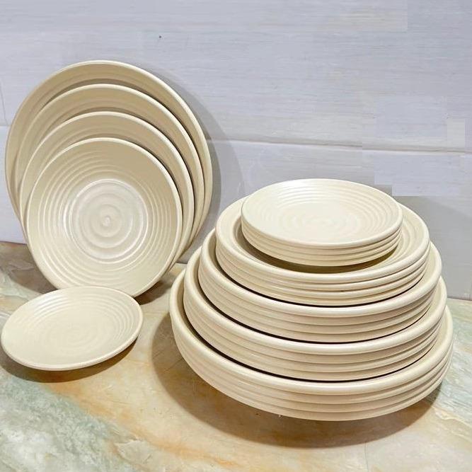 Combo 3,5 Đĩa nhựa tròn Thái hàng cao cấp Việt Nhật, đĩa nhựa tròn đựng đồ ăn hoa quả phong cách sang trọng