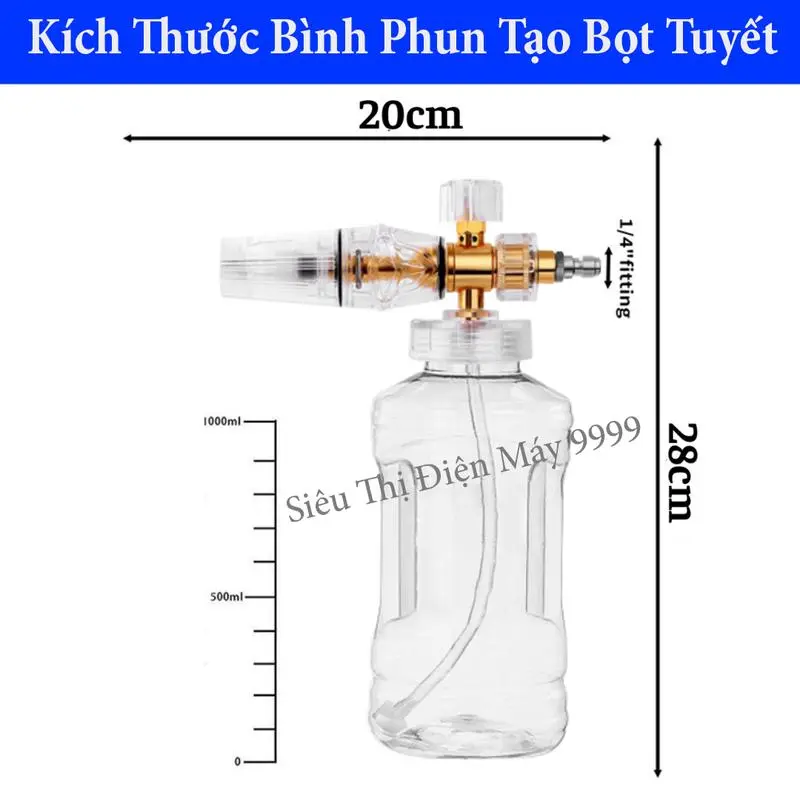 Bộ vòi xịt rửa xe và bình tạo bọt tuyết cao cấp cho máy rửa xe áp lực cao, máy xịt rửa  ( Bình Trong Xịn ) 5
