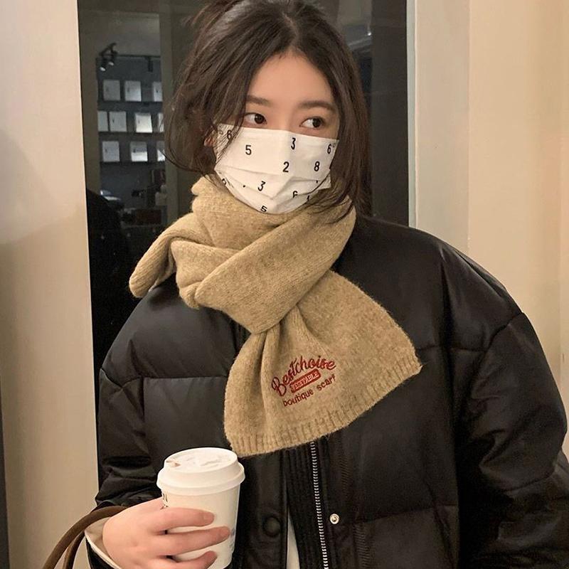 Product Introduction of Winter Warm Scarf For Women Fashion Letter Knitted Wool Yarn Neckerchief Muffler Female Shawl Neck Wraps 10