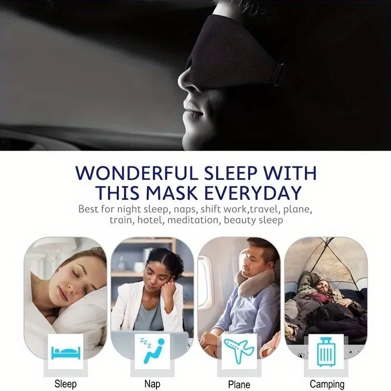 3d Sleep Eye Mask, Soft & Comfortable Eye Cover Sleeping Eye Mask for Travel, Night Mask, Eye Care Product for Women & Men, Travel Essentials, Travel Accessories 3