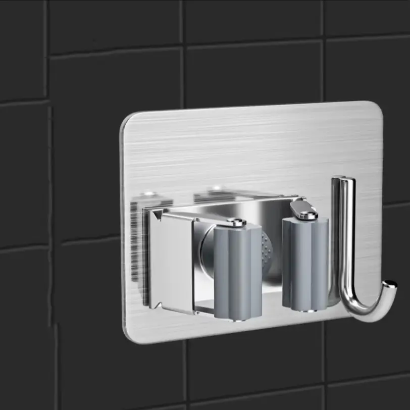 Móc treo cây lau nhà inox 304, móc inox dán tường kẹp chổi lau nhà, kẹp inox 304 dán tường