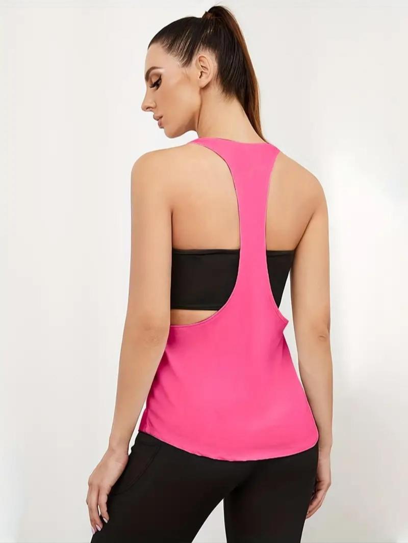Product Introduction of Women's Solid Backless Sports Tank Top, Quick Drying Breathable Sleeveless Top for Running Training Yoga Wear, Ladies Sportswear Clothing for Indoor Outdoor Wear 2