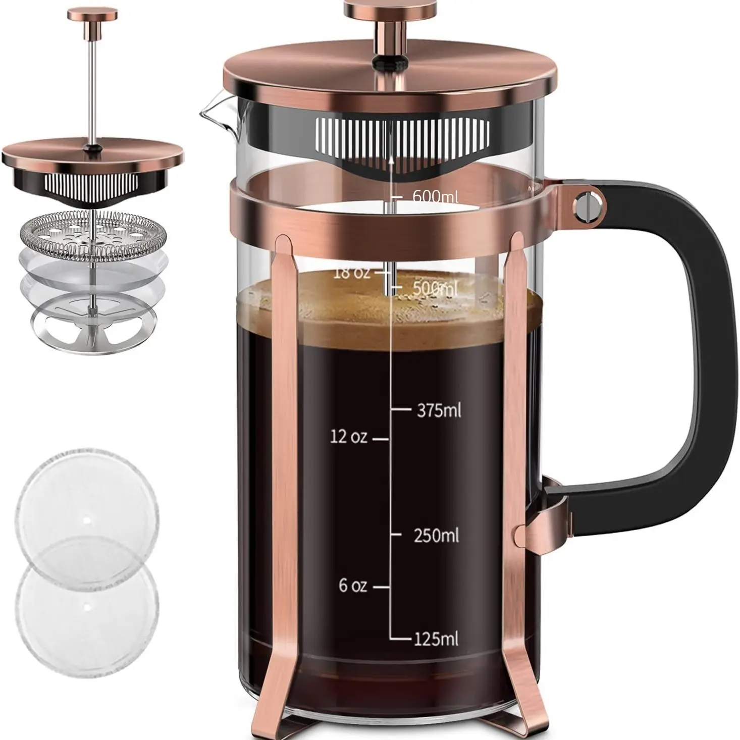 24oz Coffee French Press, 1 Count Heat Resistant Durable Coffee Maker with Filter, Easy to Clean Coffee Press for Home Office Use
