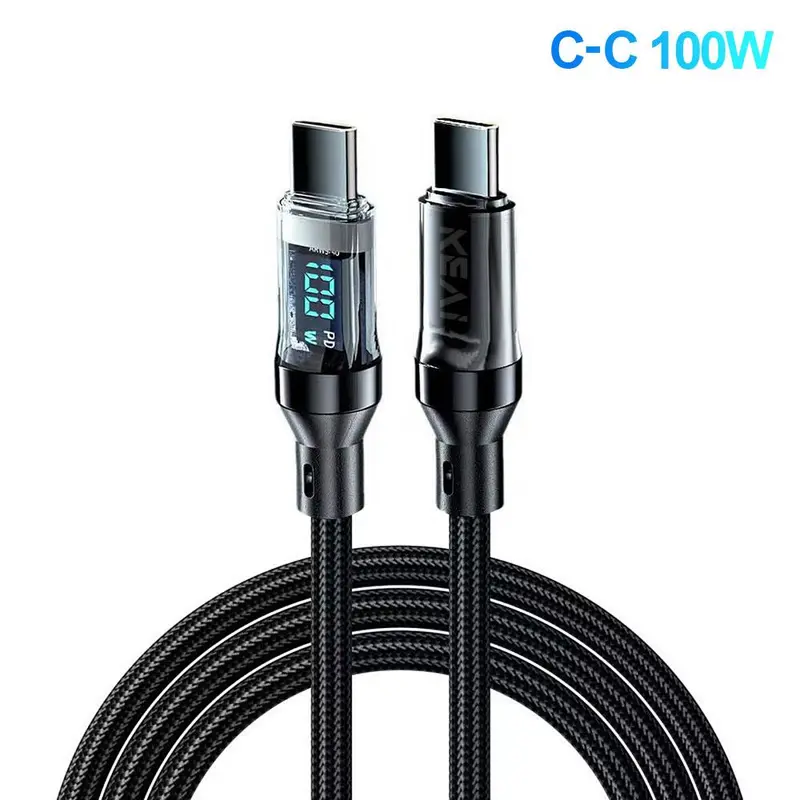 100W Fast Charging Type-C Data Cable, Intelligent Digital Display Phone Charging Cable, Wear-Resistant Nylon Braided Durable Data cable for iPhone 15 & Android, Smartphone Accessories, Boyfriend Gift 8