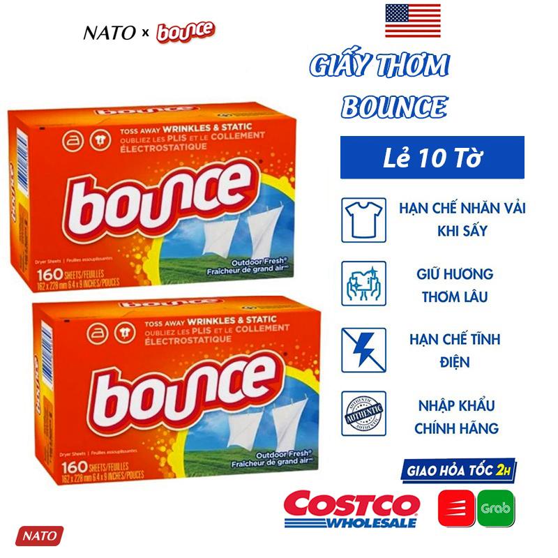  Giấy Thơm Quần Áo BOUNCE Nhập USA Chính Hãng Tách Lẻ 10 Tờ Mẫu Mới Nhất Thơm Mát Mềm Mại Chống Nhăn Chống Tĩnh Điện Chính Hãng NATO Làm Sạch 