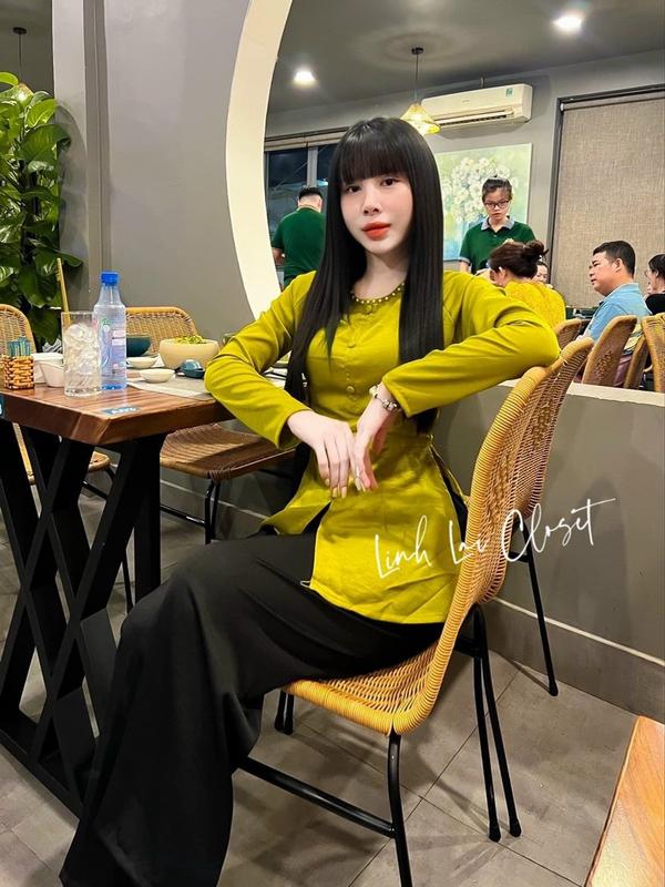 Bộ bà ba nút bọc đính ngọc cổ quần có túi 45kg - 55kg chất tuyết nhung Nữ Women Áo Top Jacket