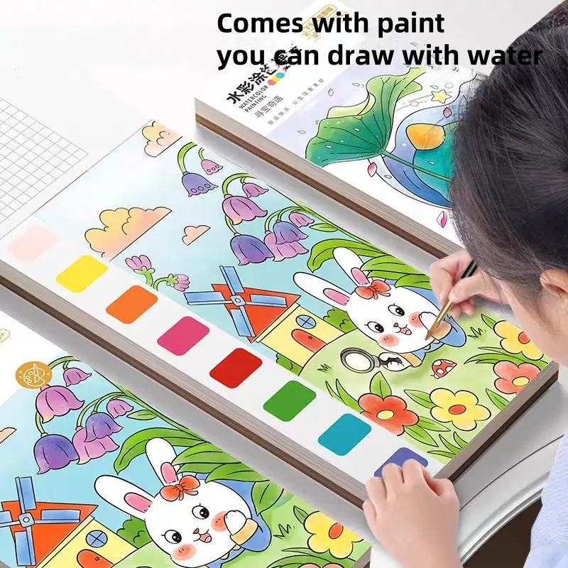 12 Sheets  Coloring Book Coloring Drawing Book Educational Toys Portable Gouache Kids DIY Painting Book Own pigment