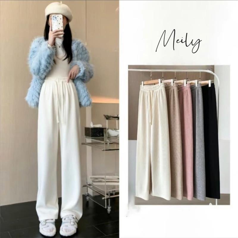 Hàng Đẹp KHÔNG LÓT LÔNG Quần Suông Nỉ Tăm Mịn Ống Rộng Quần Dài Ống Rộng Nữ Meily Women Pants