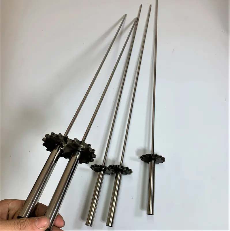 Xiên inox nướng thịt có bánh răng cho lò quay 2