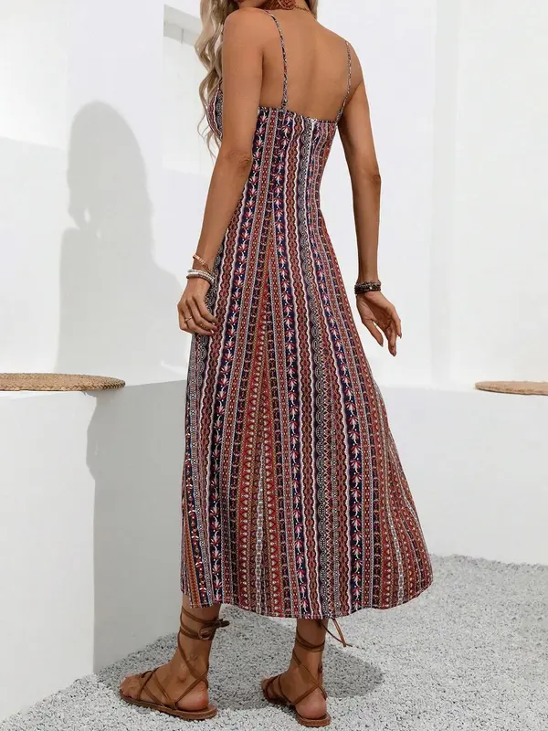 Women's Side Split Dress, Casual Fashion Long Dress for Daily Holiday Vacation Wear, Ladies Dress for Summer 1