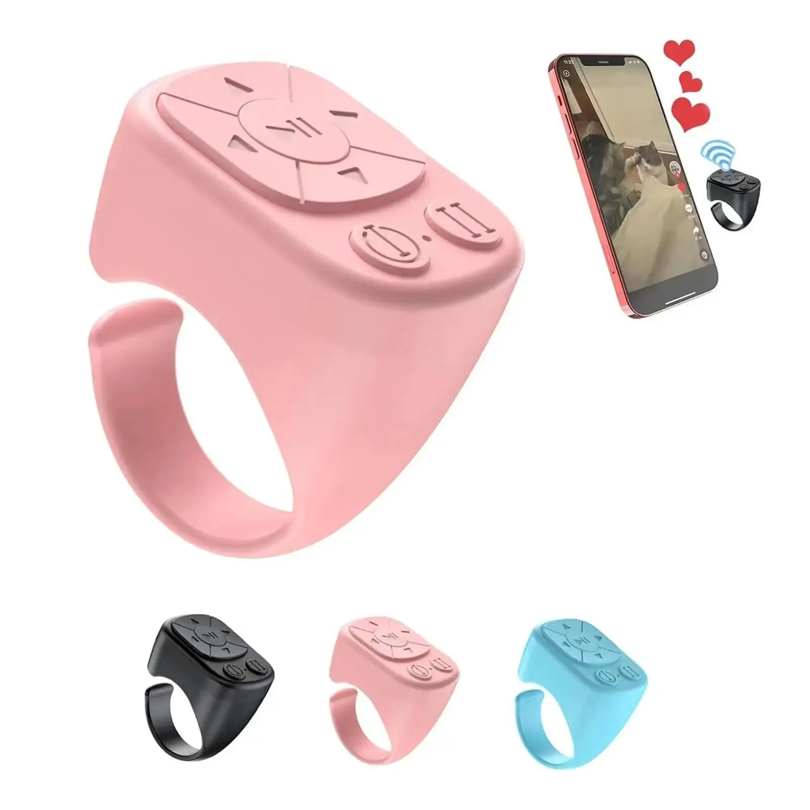Multifunctional Ring Remote Control, 1 Count Bluetooth Compatible Age-Turner Ring Rolling Device for Iphone Ipad, Camera Shutter Short Video and Music Remote Control