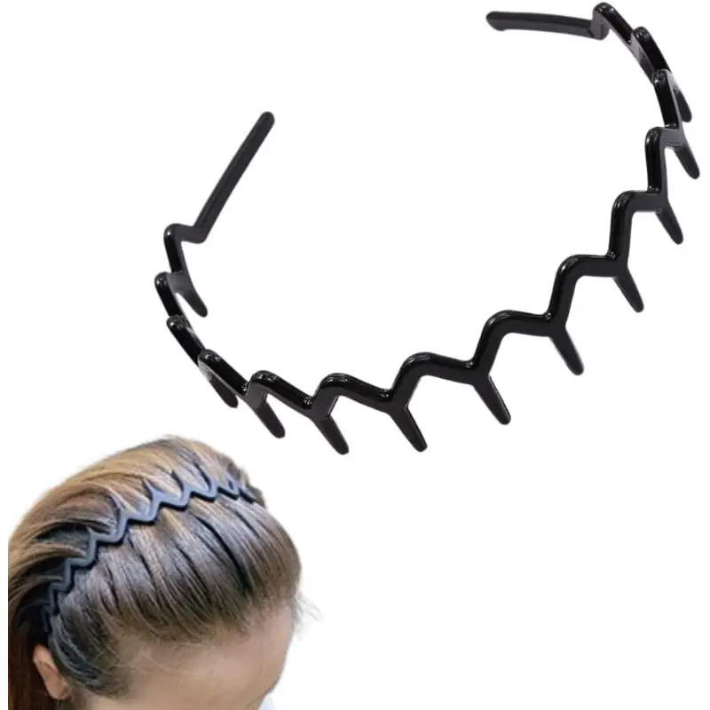 カチューシャ 痛くない メンズ レディース ヘアバンド 耐久性 くし付ヘッドバンド 洗顔 筋トレ 髪留め ヘアアレンジ コーム付 (黒, 波 ...