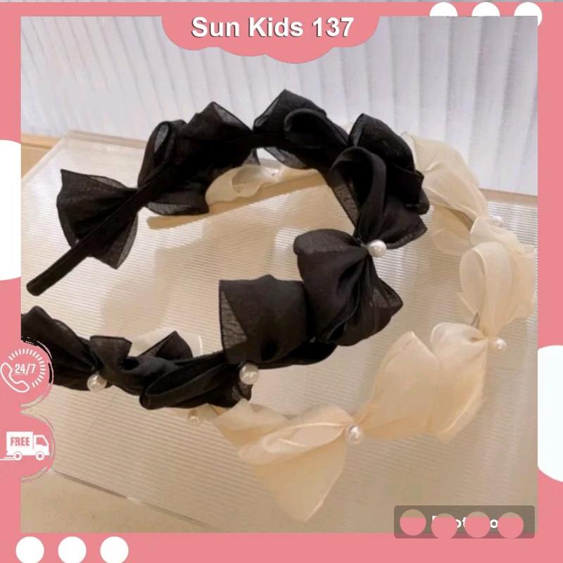 Bờm Tóc Đính Nơ Voan Phong Cách Hàn Quốc Cho Nữ tai mèo càitóc răngcưa dây caosu phukien toc Phụ Kiện Voi Phụ Kiện Voi phồng k ẹ