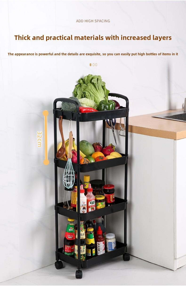 Product Introduction of Bookshelf Floor-standing Movable Household Simple Multi-layer Snack Storage Rack Reading Bookshelf with Wheels Multi-functional 6