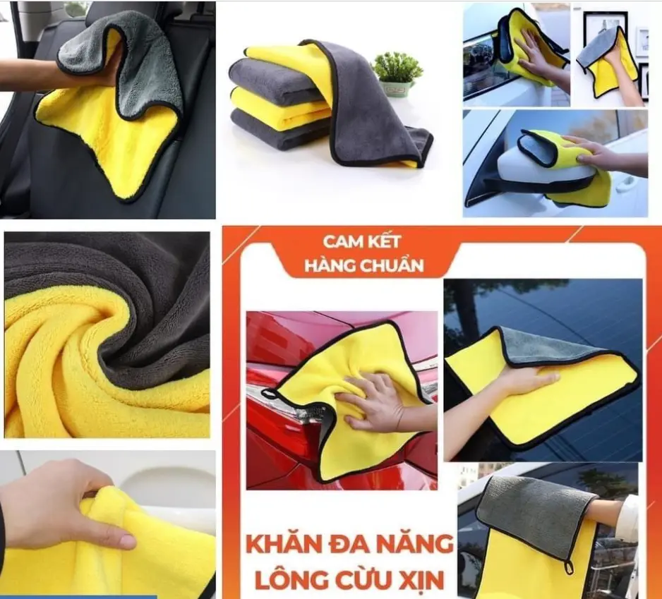 Khăn Lông Cừu Lau Xe Hơi Ô Tô Cao Cấp - Khăn lau xe chuyên dụng Microfiber, Không rụng lông - Mềm Mịn - Kanta