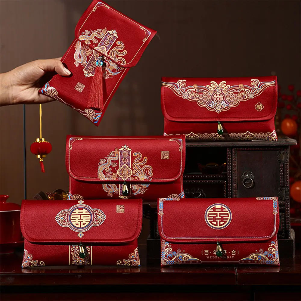 2025 Chinese Style Red Packet New Year Wishing Cloth Red Envelope Lucky Spring Festival Wedding Gift