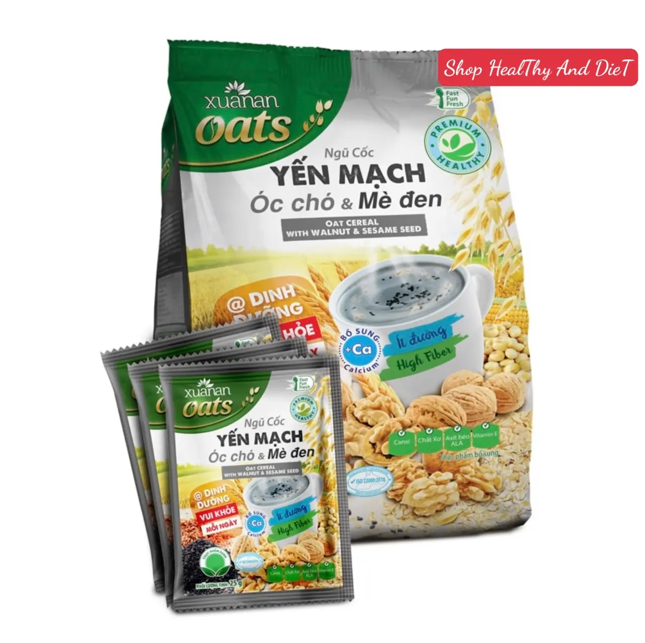 [DATE MỚI] Bột Ngũ Cốc Yến Mạch  Óc Chó Và Mè Đen Xuân An Gói 400gr - Giảm Giá Ko Tặng KM