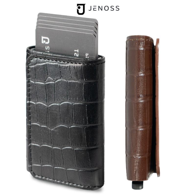  Ví da thông minh Manda thiết kế hộp đựng thẻ đẩy Hình Chữ Nhật Chữ Nhật Wallet Nhiều Ngăn 