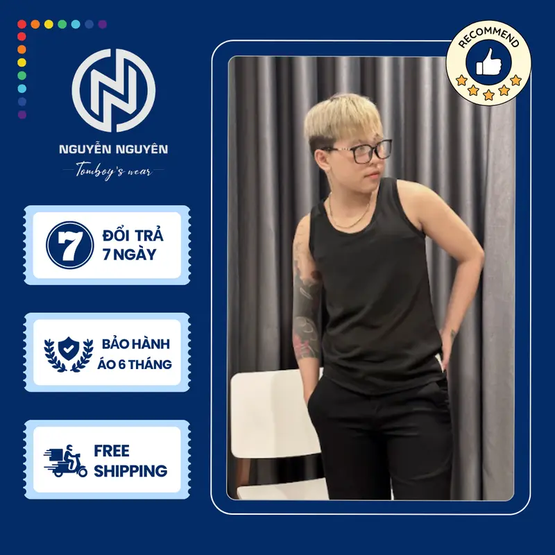 Áo Nịt Ba Lỗ Lót Cài Ngụy Trang - Áo Ba Lỗ Nịt Ngực Tomboy Dáng Dài Thun Trơn Cotton Trắng Đen Nam Cài Hông Thể Thao Gym Bigsize Form Suông Nguyễn Nguyên 0