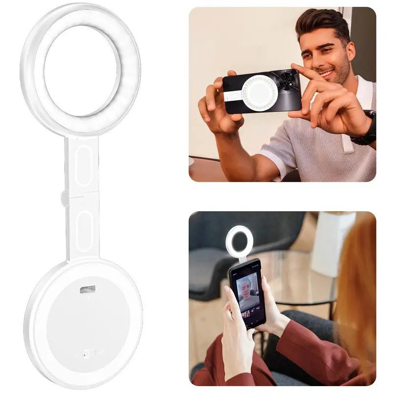 Magnetic Selfie Light for iPhone Magsafe, Portable Phone Ring Light for Video Recording, Rechargeable Lightweight Travel LED Cell Phone Light 4