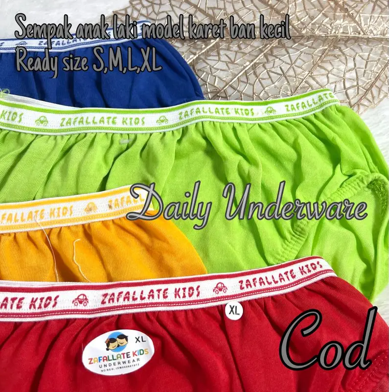 Celana Dalam Anak Laki Polos Bahan Katun Usia 2-9 tahun, Isi 6/12 Fashion 2