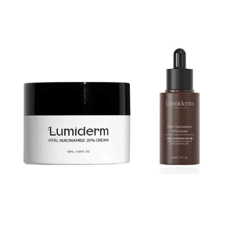 Combo 1 Serum B3 Niacinamide 20% + 1 Kem Đêm B3 Niacinamide 20% Lumiderm ( Bao Bì Mới )