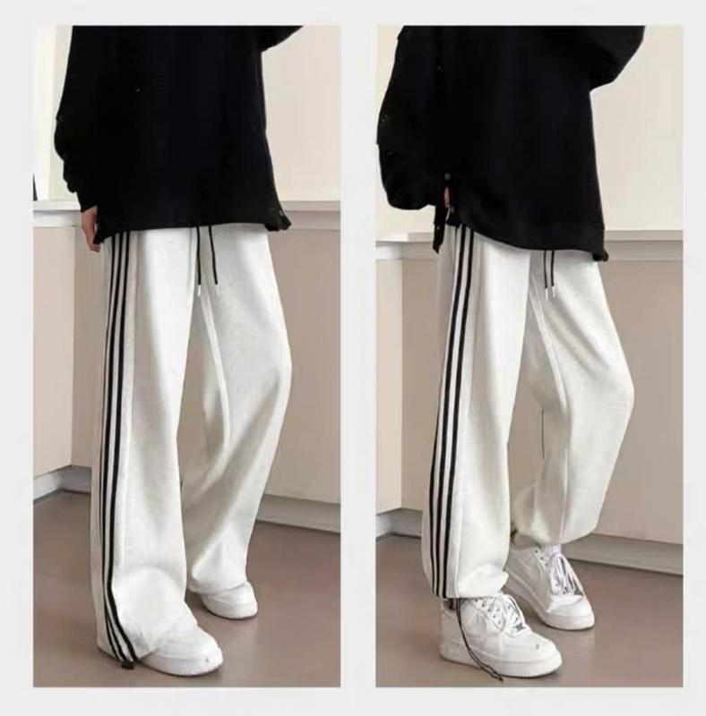 Quần Jogger Thể Thao Phối 3Sọc Quần Ống Rộng Dáng Suông Unisex Nam Nữ Vải Nỉ Cotton Dày Dặn Mềm Mại Sport