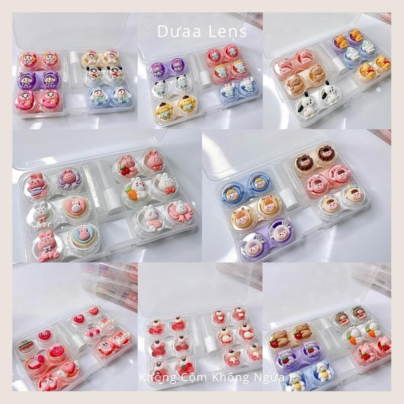 DƯAA LENS Khay Charm Đựng Lens 6 Cặp Dễ Thương Kèm Dụng Cụ Đeo Lens Tiện Lợi
