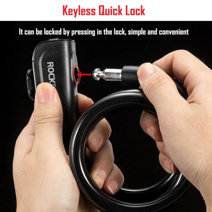 ROCKBROS RKS515 Kunci Gembok Sepeda Helm Motor Bike Bicycle Lock Ring 110CM Portable Cable Lock Outdoor