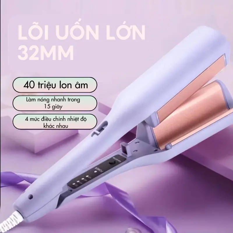 ￼Máy Uốn Tóc Xoăn Hippie 32mm Chất liệu gốm sứ cramic 7