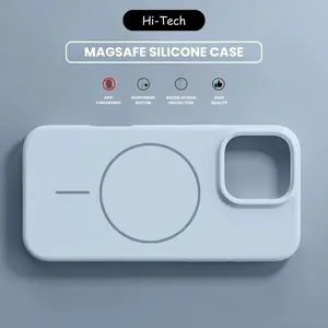 HI-TECH  Silicone MagSafe Liquid Soft Cover Solid Color Iphone 15 16 Pro Max