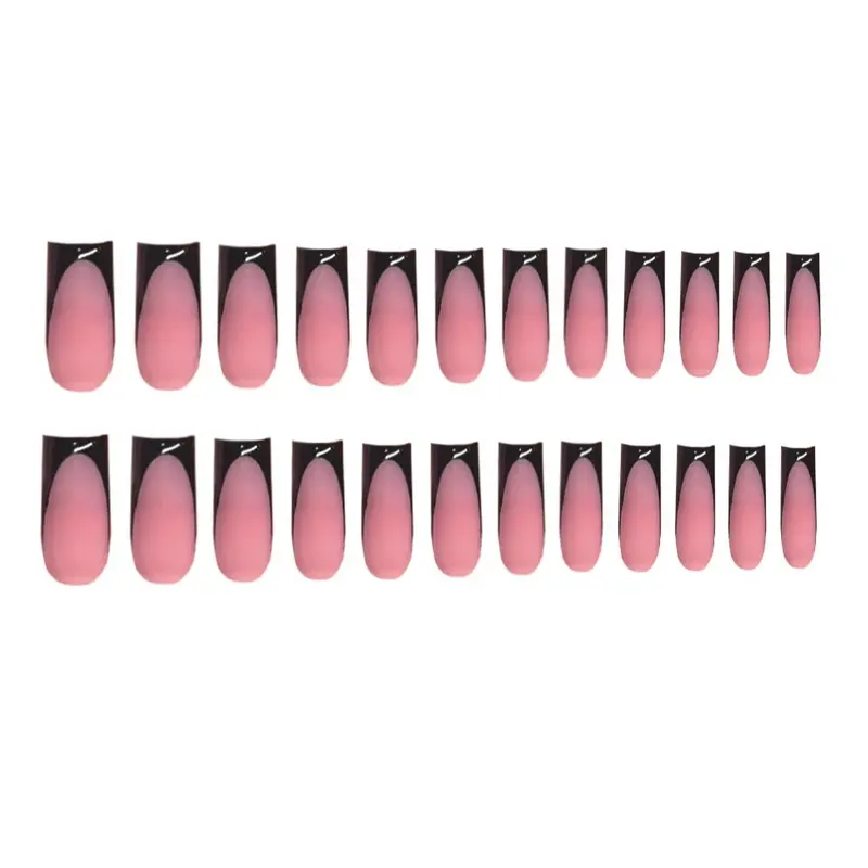 Black French Tip Nails Kit, 48pcs French Style False Nails for Women & Girls, Nail And Toe Press On Nails Manicure Set 4