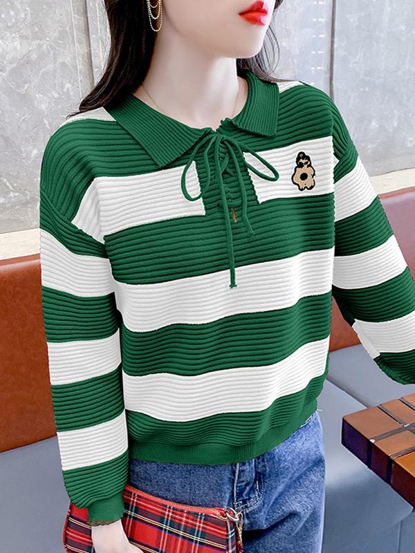 💥[A096] Áo len thun nữ Montoghi hàng dệt kim cổ áo POLO kẻ sọc retro có DÂY RÚT CỔ và LOGO HOA đơn giản trẻ trung - L2M (Top nữ Women Nhung ) 【 hoa hồng 】 6