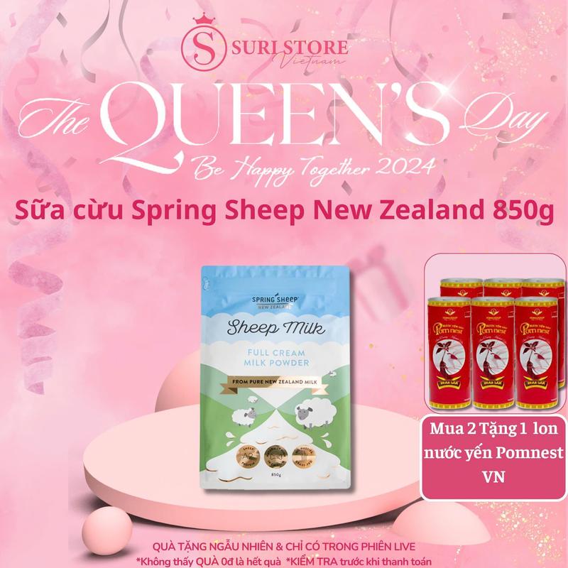 SURI STORE - [ MUA COMBO 2 SỮA CỪU TẶNG SET 6 LON NƯỚC YẾN POMNEST ] - Sữa cừu SPRING SHEEP NEW ZEALAND 850g - Dạng túi - DATE 21/11/2025