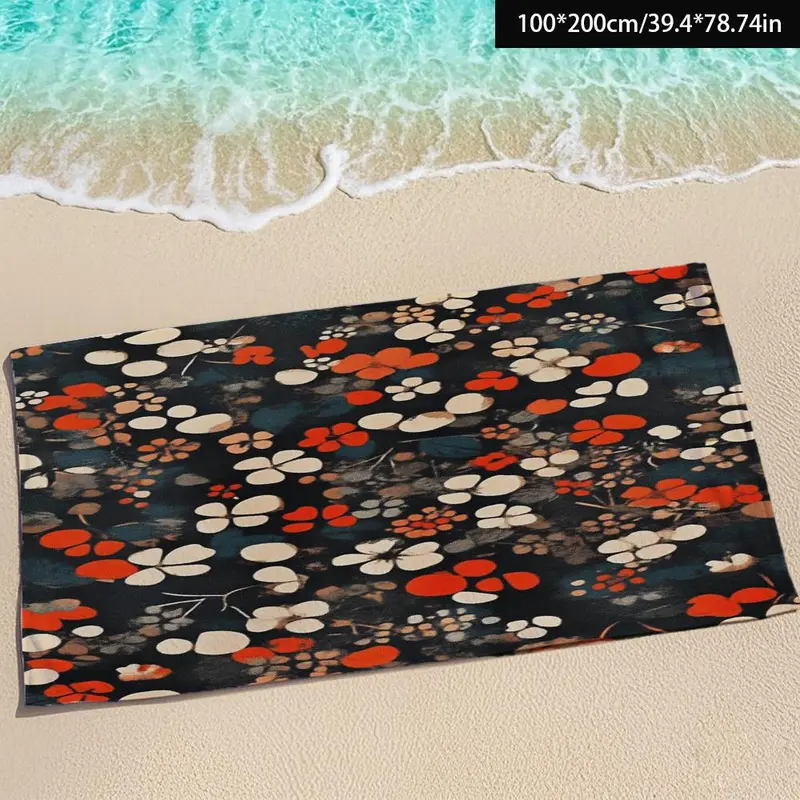 Floral Print Beach Towel, Portable Travel Beach Towel, Soft Absorbent Towel for Fitness, Travel, Swimming, Yoga, Sauna 5