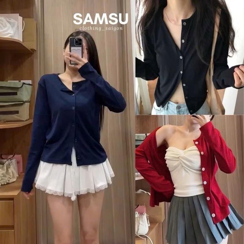 (XẢ HÀNG) Áo Khoác Cardigan Trơn Nhiều Màu Peonyb Mùa Thu Đông Kiểu Dáng Bánh Bèo Tiểu Thư Hotgirl Đẹp Samsu.clothing_saigon Women Top Kem Kem