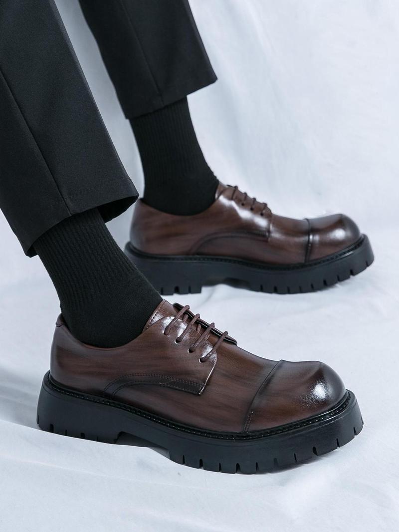 Product Introduction of Men's Business Formal Lace Up Dress Shoes, Fashionable Solid Color Derby Shoes for Work Office, Male All-match Shoes for Daily Wear, Boy 3