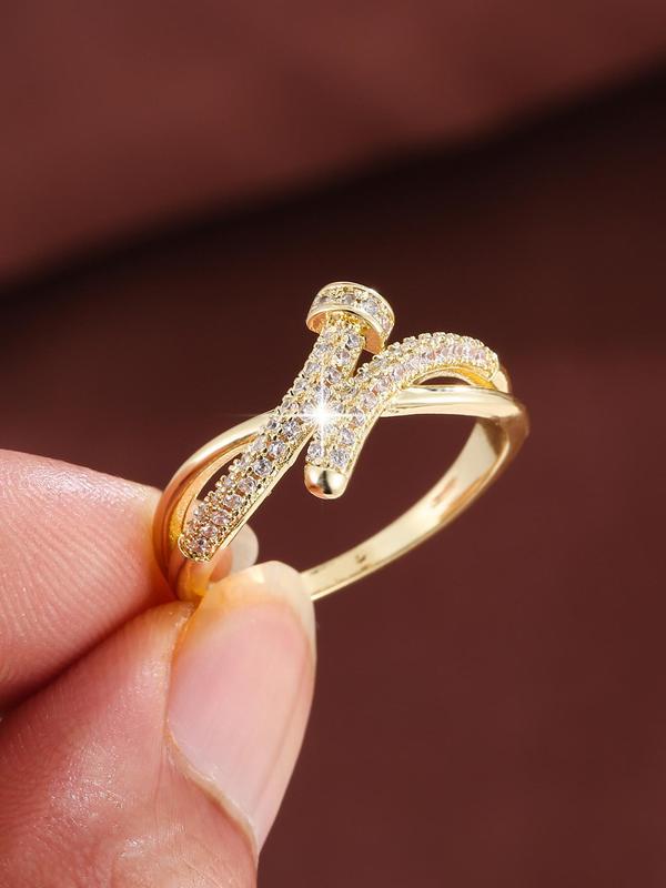 Women's Elegant Nut Design Rhinestone Decorated Ring, Exquisite Trendy Ring, Fashionable Jewelry for Women As Gift 3