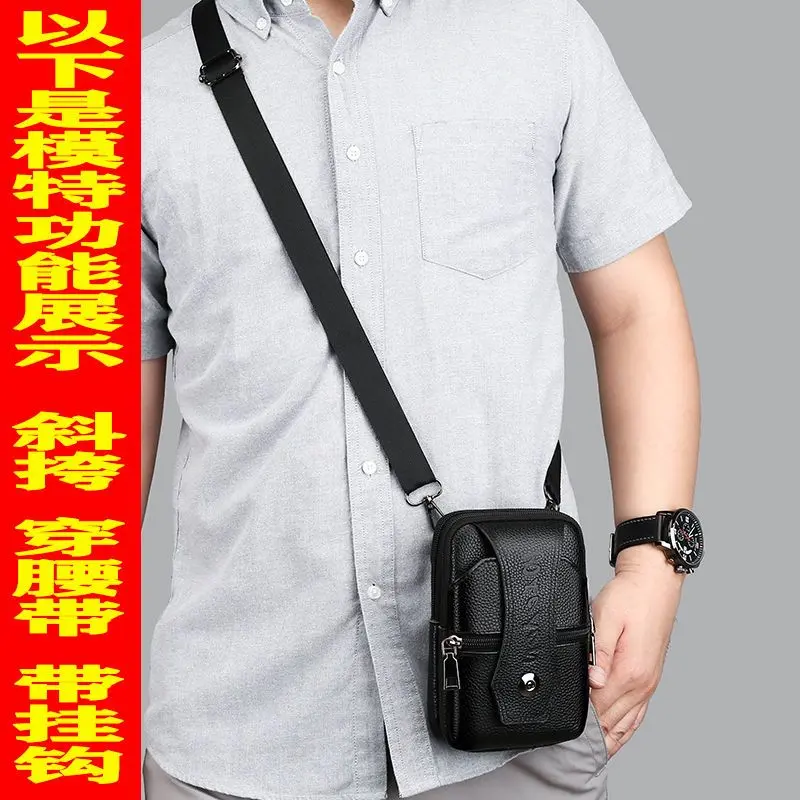 Túi Đựng Điện Thoại Di Động Túi Da Nam, Da Bò Lớp Một, Túi Đeo Hông, Túi Pannier Đeo Chéo, Đa Năng, Đai Đeo, Thích Hợp Cho Công Trường Xây Dựng Và Thể Thao Ngoài Trời, Hàng Mới Về 4