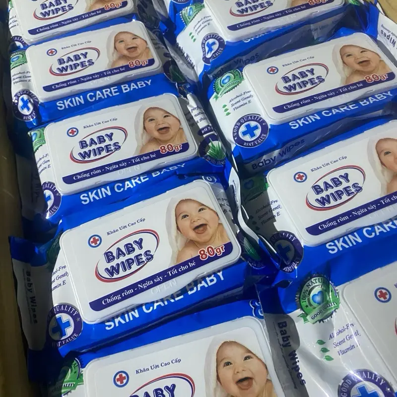 Sỉ combo 10 gói khăn ướt không mùi baby wipes 80g, an toàn cho bé.(date:2027) Voi 8