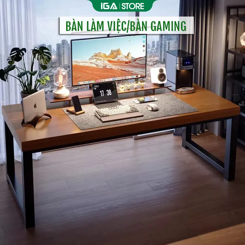 Bàn làm việc đa năng mặt 30mm khung thép chống ghỉ sơn tĩnh điện thương hiệu IGA - gm166