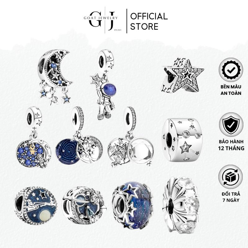 Charm Bạc S925 Tình Yêu Dưới Đêm Trăng Trang Trí Vòng Tay Sang Trọng