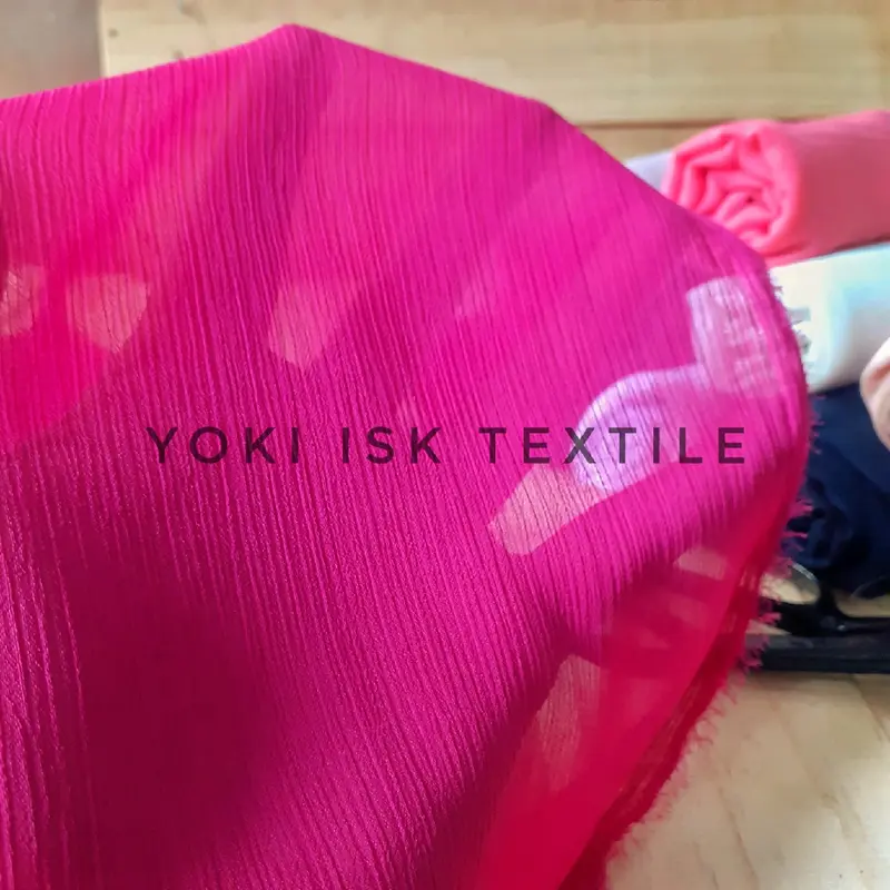 Kain Chiffon Yoryu Crinkle Sifon Salju Polos 0