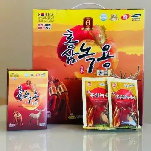 Nước Hồng sâm Nhung hươu hộp 30 gói Hàn Quốc Người lớn Kiểm soát huyết áp Sức khỏe não bộ Thanh lọc