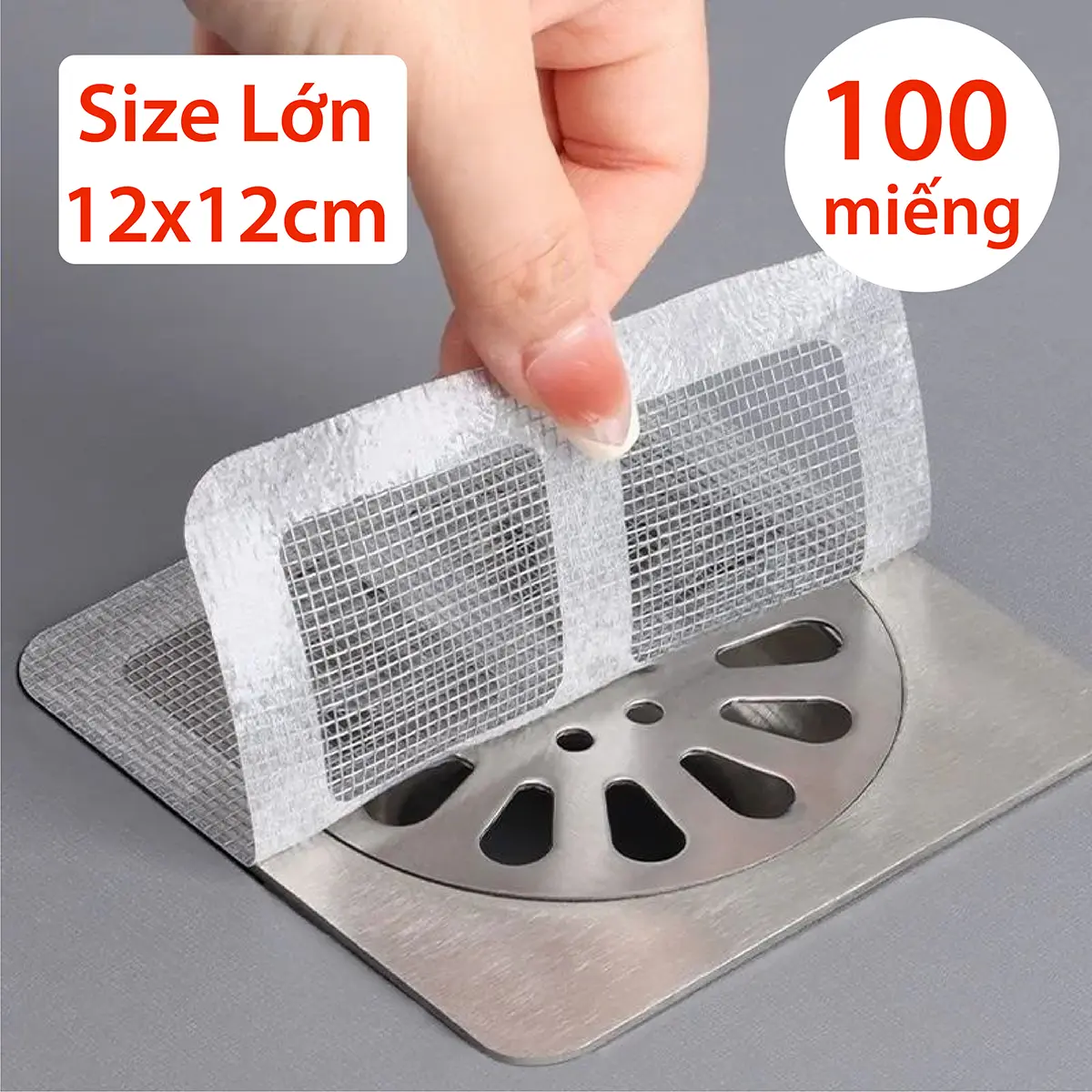 Combo 100 miếng dán thoát nước sàn, lọc rác Living C, miếng dán nắp cống chặn rác