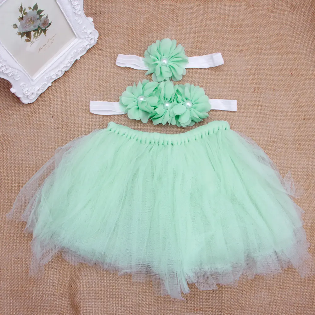 SAN3 3pcs Newborn Photography Props Baby Girls Princess Tutu Skirt Headband Girls Photo Pettiskirt Fotografia Accessories