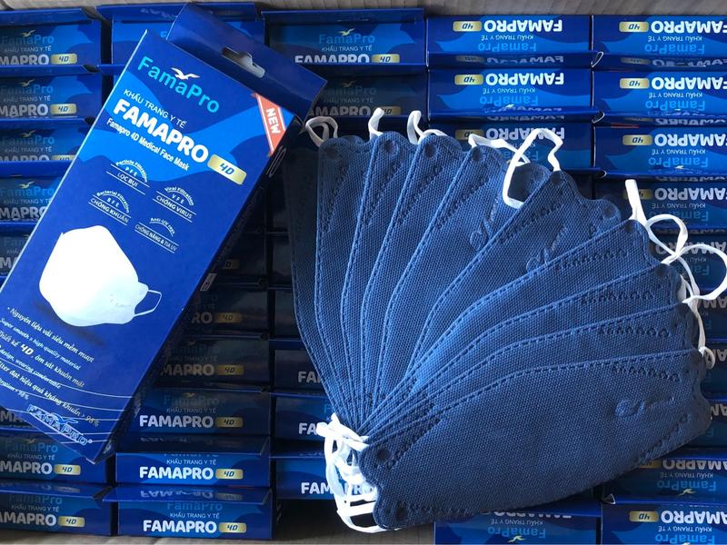 1/2 Thùng 250 cái khẩu trang 4D Famapro, khẩu trang Kf94 Famapro không dệt việt nam khẩu trang