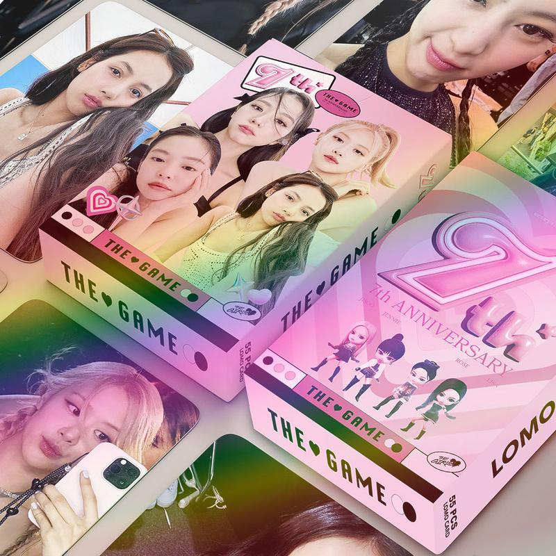 Trọn bộ 55 Lomo Card Black pink 7th Anniversary The Game Hologram Bo Góc [xuongtranhducanh]